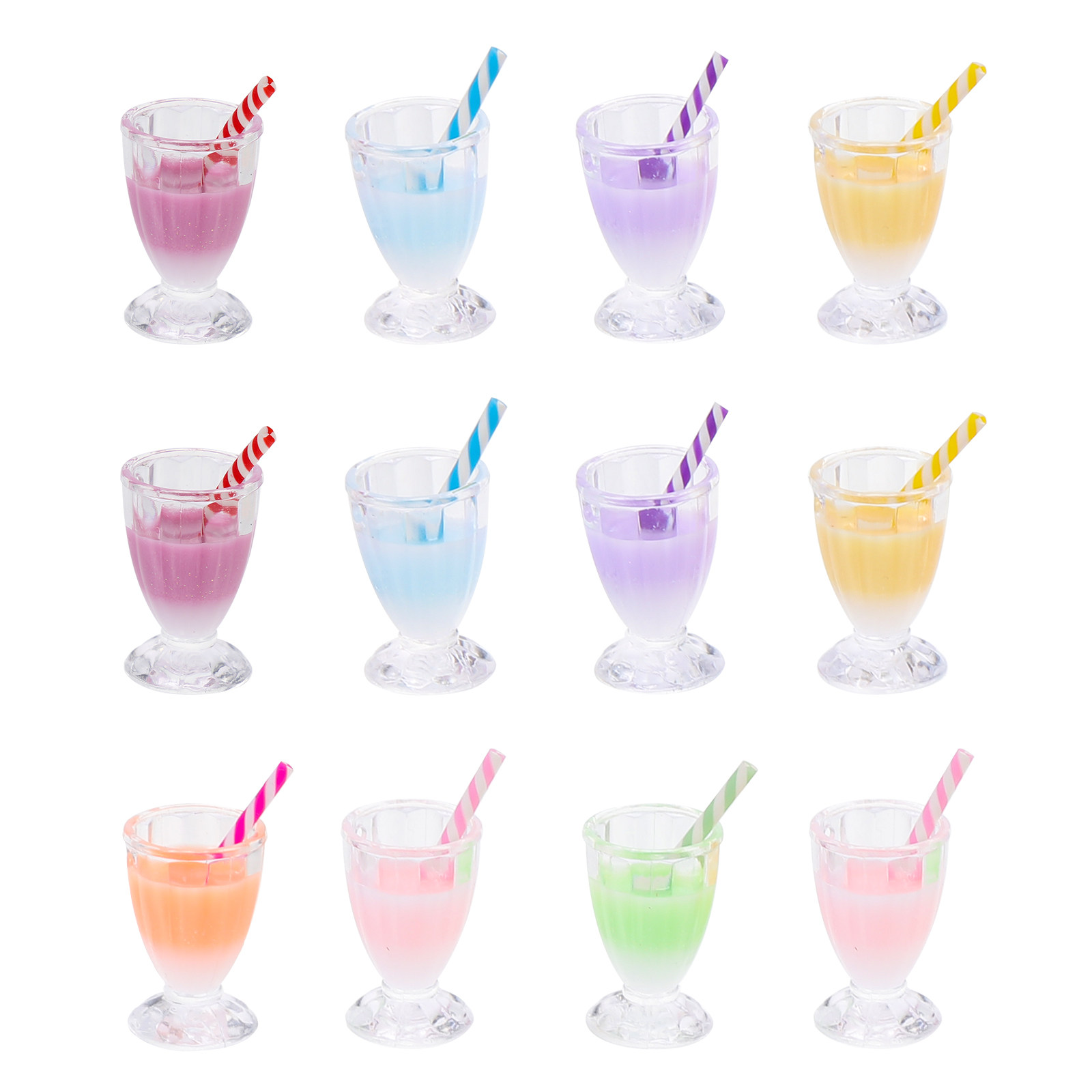 Resin Crafts Diy - 12 stuks melkthee-flesjesbedeltjes, harsbedeltjes voor drankjes,