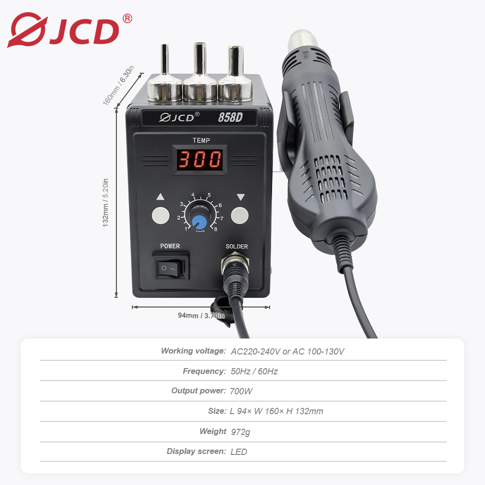 JCD Heteluchtpistool 858D 700W - Heat Gun Small recensie en prijs